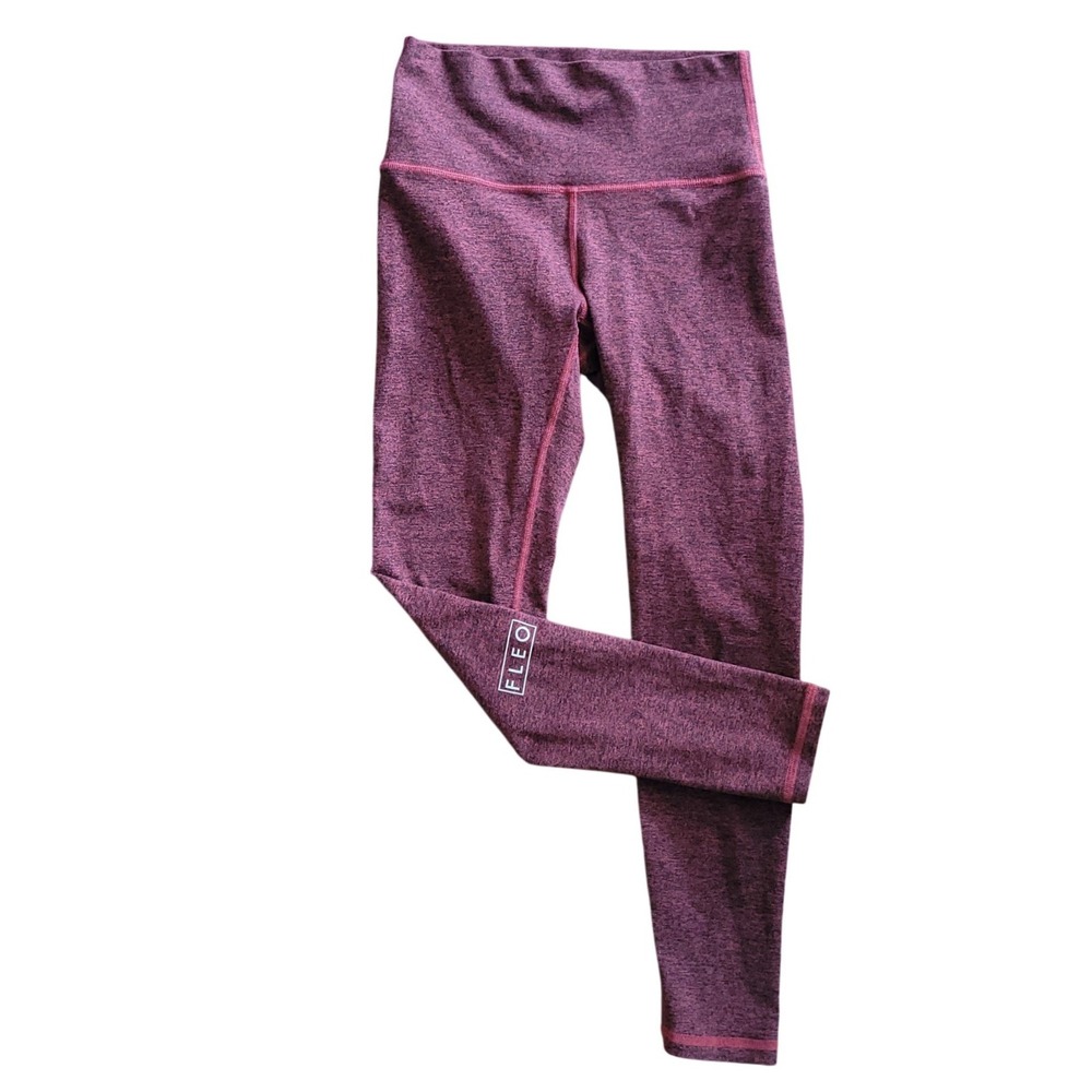 Fleo Womens Small Maroon Heathered High Rise Athletic Leggings Performance Pants